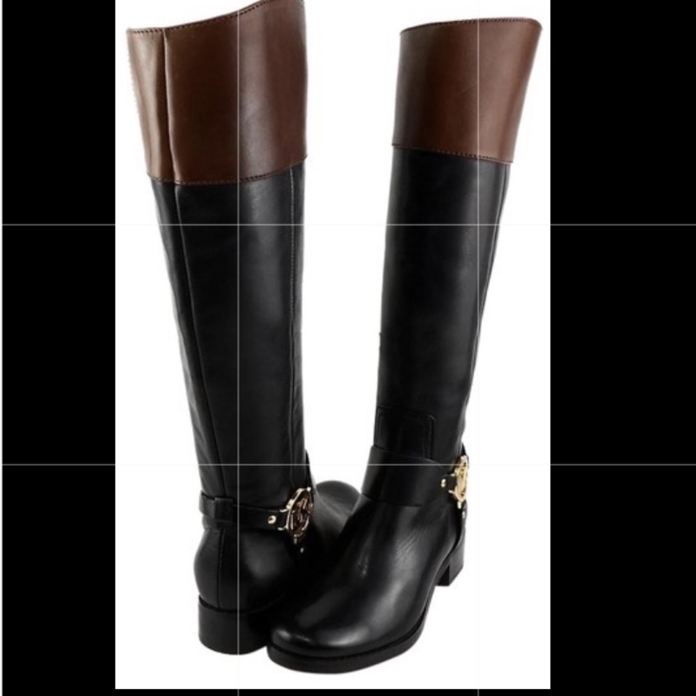 Michael Kors BlackBrown Fulton Leather Boots